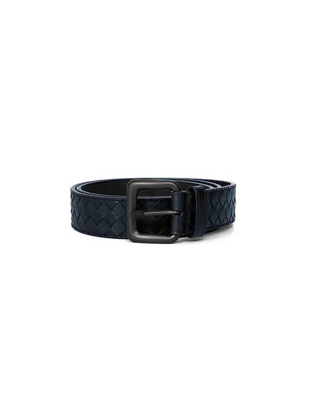 Intrecciato Leather Belt Navy - BOTTEGA VENETA - BALAAN 2