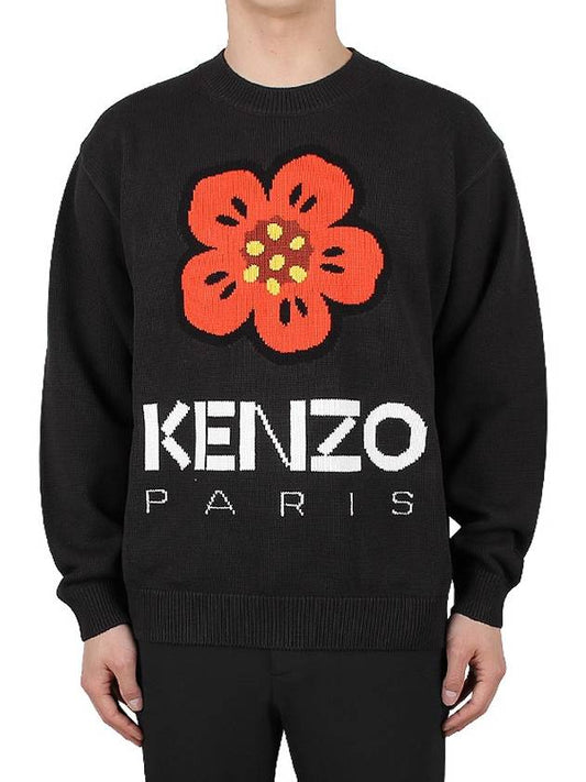 Boke Flower Wool Jumper Knit Top Black - KENZO - BALAAN 2