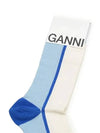 Rib Color Block Cotton High Top Socks Blue - GANNI - BALAAN 3