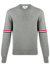 Men's Milan Stitch Armband Crew Neck Knit Top Light Grey - THOM BROWNE - BALAAN 3