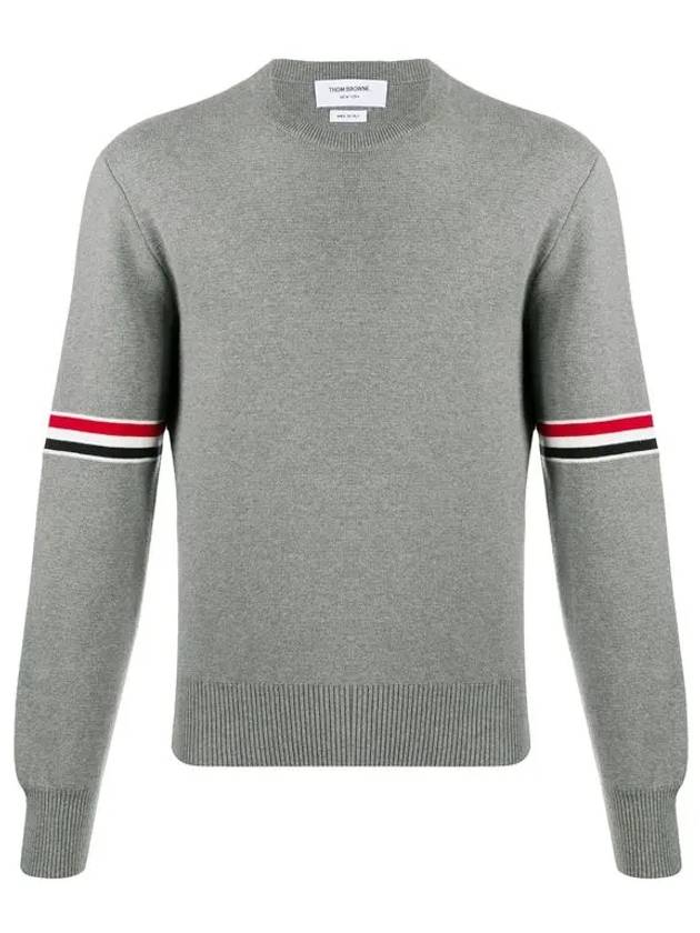 Men's Milan Stitch Armband Crew Neck Knit Top Light Grey - THOM BROWNE - BALAAN 3