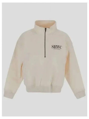 Logo half zip up sweatshirt cream QZAW237CR - SPORTY & RICH - BALAAN 1