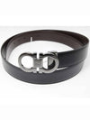 Double Gancini Reversible Leather Belt Black Auburn - SALVATORE FERRAGAMO - BALAAN 3