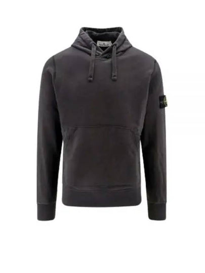 Logo Patch Drawstring Hoodie Charcoal - STONE ISLAND - BALAAN 2