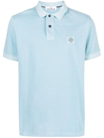 Wappen Cotton Short Sleeve Polo Shirt Sky Blue - STONE ISLAND - BALAAN 1