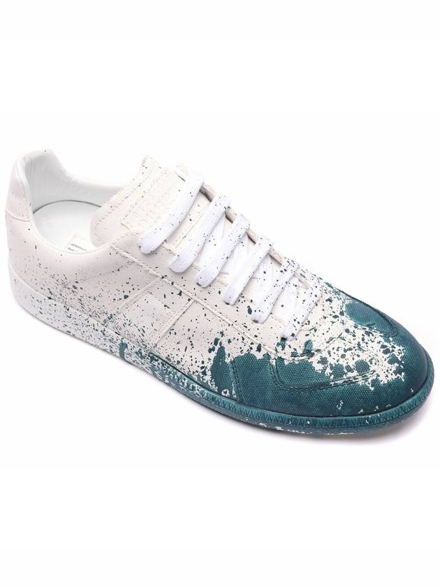 Replica Painting Low Top Sneakers White Oil Blue - MAISON MARGIELA - BALAAN 4