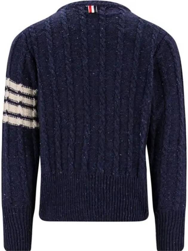 Donegal Twist Cable 4-Bar Classic Crewneck Knit Top Blue - THOM BROWNE - BALAAN 3