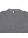 4-Bar Striped Waffle High V-Neck Cardigan Light Grey - THOM BROWNE - BALAAN 9