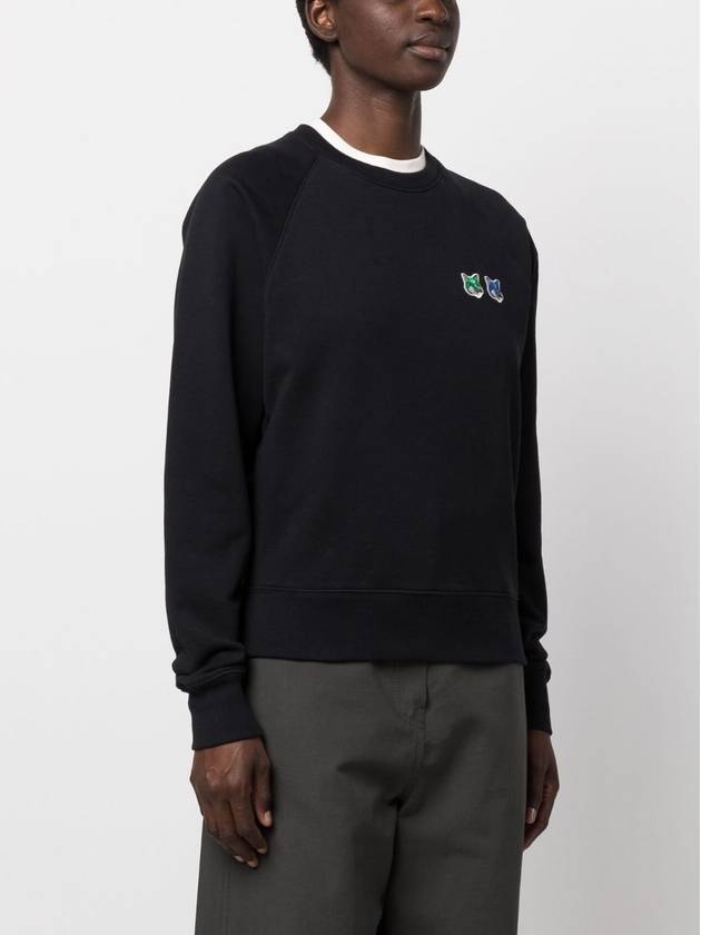 Double Head Fox Patch Sweatshirt Black - MAISON KITSUNE - BALAAN 6