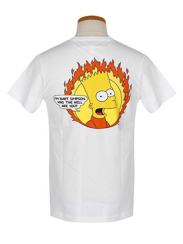 Flame Bart Simpson Slim Short Sleeve T-Shirt White - OFF WHITE - BALAAN 2