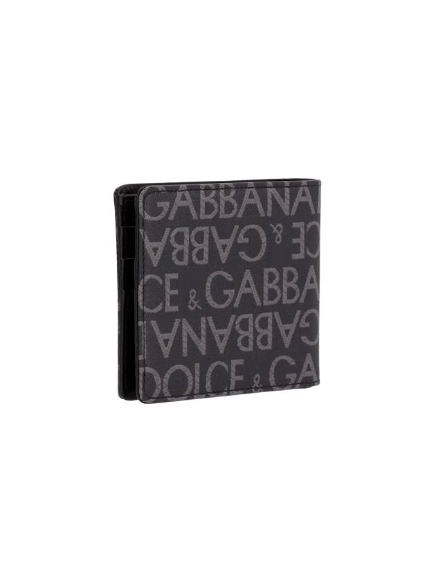 Logo Jacquard Fabric Half Wallet Grey - DOLCE&GABBANA - BALAAN 3