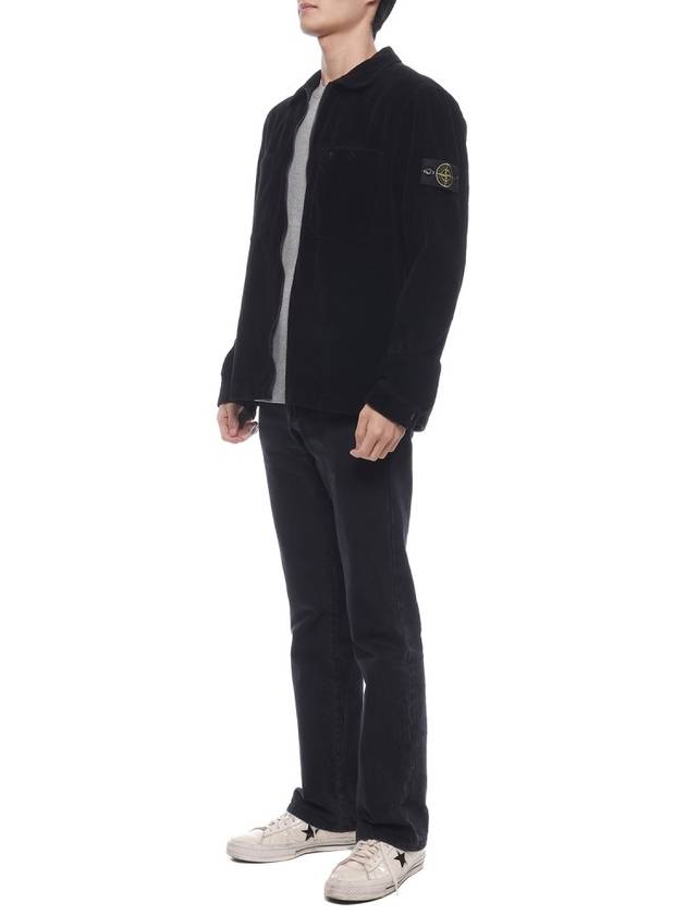 Wappen Patch Corduroy Cotton Long Sleeve Shirt Black - STONE ISLAND - BALAAN 5