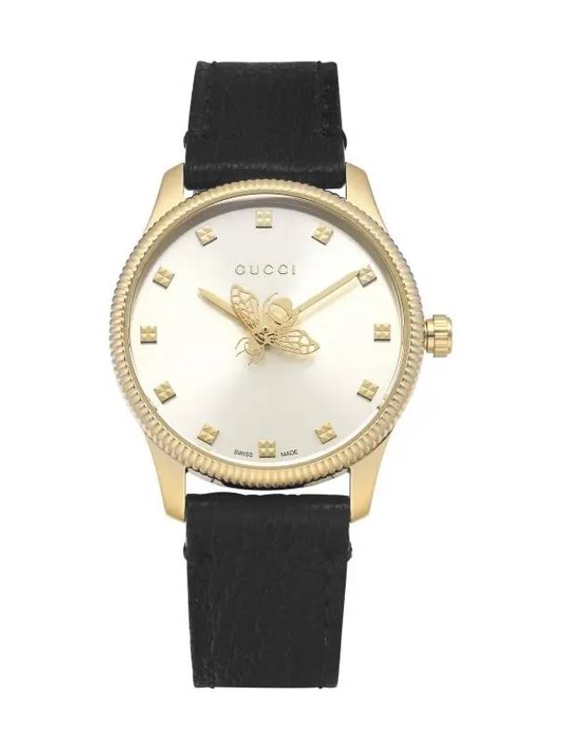 G Timeless 29mm Bee Quartz Leather Watch Gold - GUCCI - BALAAN 3