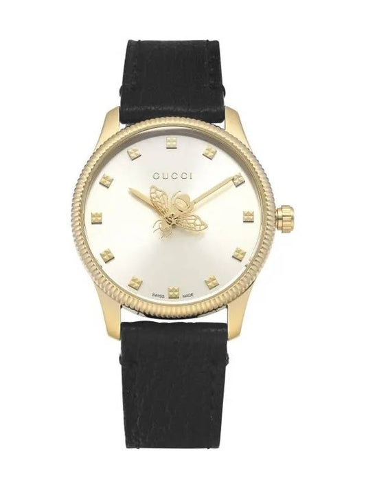 G Timeless 29mm Bee Quartz Leather Watch Gold - GUCCI - BALAAN 2