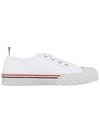 Striped Trim Lace-up Low Top Sneakers White - THOM BROWNE - BALAAN 5