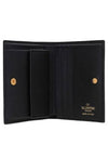 Compact V Logo Signature Calfskin Half Wallet Black - VALENTINO - BALAAN 4