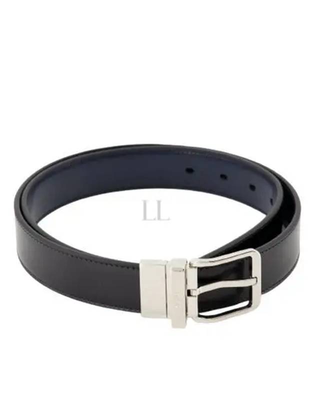 Smooth Leather Reversible Belt Black Navy - DIOR - BALAAN 2