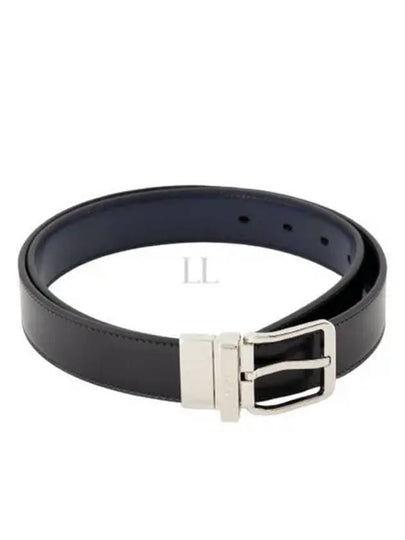 Smooth Leather Reversible Belt Black Navy - DIOR - BALAAN 2