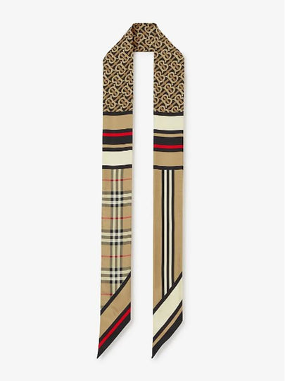 Montage Print Silk Skinny Scarf Archive Beige - BURBERRY - BALAAN 2