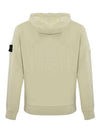 Cotton Fleece Garment Dyed Zip Up Hoodie Cream - STONE ISLAND - BALAAN 3