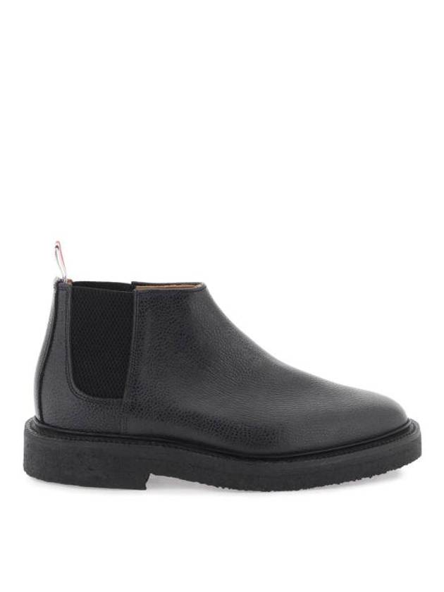 Pebble Crepe Sole Mid Top Grain Leather Chelsea Boots Black - THOM BROWNE - BALAAN 2