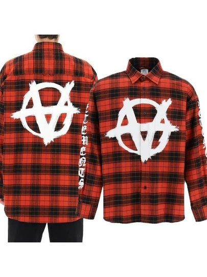 Anarchy Flannel Check Long Sleeve Shirt Red - VETEMENTS - BALAAN 2