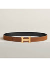 H Gold Buckle Reversible 32mm Leather Belt Noir Gold - HERMES - BALAAN 3