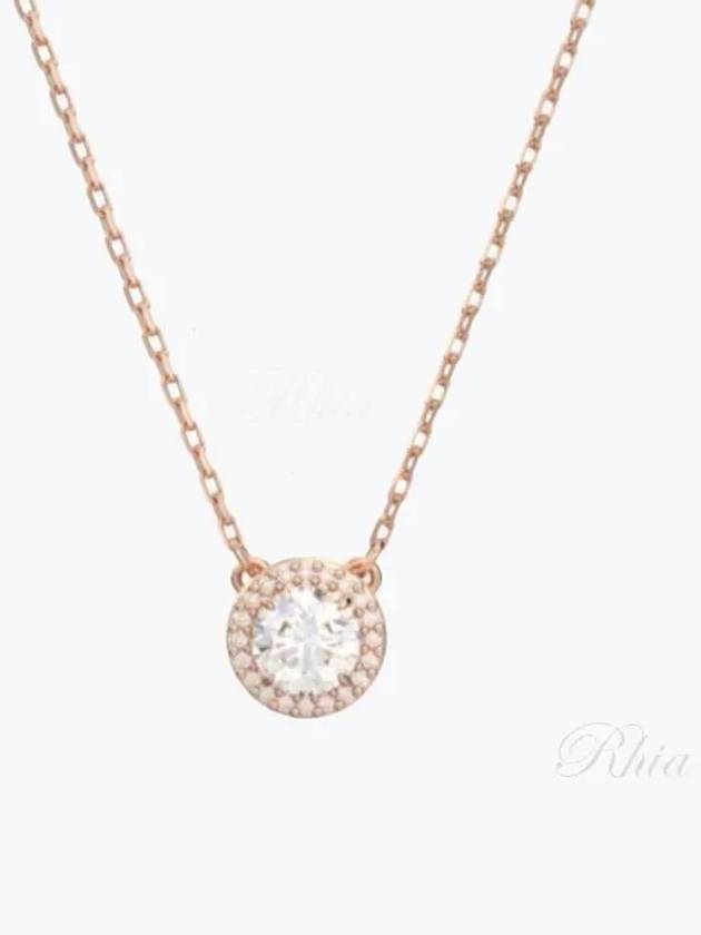 Constella Round Cut Pavé Necklace Rose Gold - SWAROVSKI - BALAAN 2