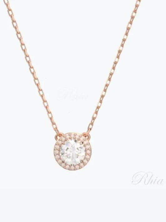 Constella Round Cut Pavé Necklace Rose Gold - SWAROVSKI - BALAAN 2