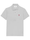 Men's Heart Logo Polo Shirt Grey - AMI - BALAAN 2