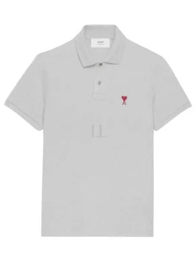 Men's Heart Logo Polo Shirt Grey - AMI - BALAAN 2