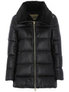 Laminar Ultralight Fake Fur Detail Padded Coat Black - HERNO - BALAAN 1