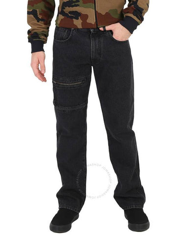 Moschino Men's Black Zip Detail Straight Leg Denim Jeans, Brand Size 44 (US Size 29") - MOSCHINO - BALAAN 1