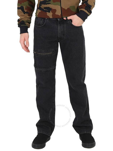 Moschino Men's Black Zip Detail Straight Leg Denim Jeans, Brand Size 44 (US Size 29