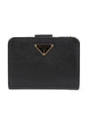 Small Saffiano Leather Half Wallet Black - PRADA - BALAAN 2