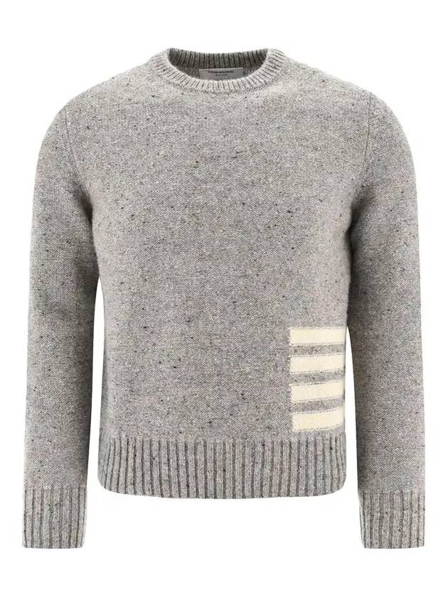 Donegal 4-Bar Striped Crew Neck Wool Knit Top Light Grey - THOM BROWNE - BALAAN 3