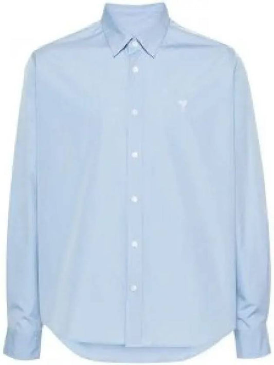 De Coeur Embroidery Cotton Long Sleeve Shirt Blue - AMI - BALAAN 2