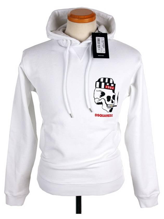 Skull Printing Hoodie White - DSQUARED2 - BALAAN 3