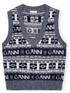 Logo Wool Mix Vest Knit Top Sky Captain - GANNI - BALAAN 2