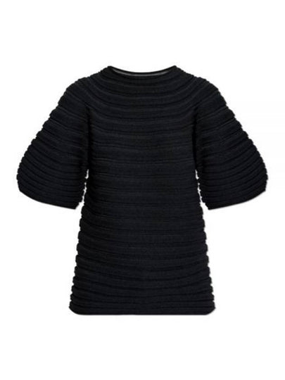 Mushroom Knit Short Sleeve T-Shirt Black - ISSEY MIYAKE - BALAAN 2