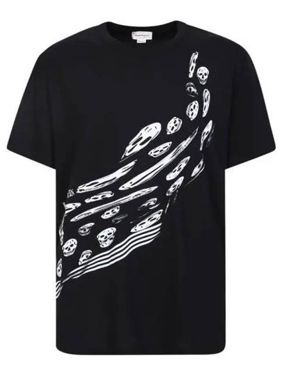 Wave Skull Print Short Sleeve T-Shirt Black - ALEXANDER MCQUEEN - BALAAN 2