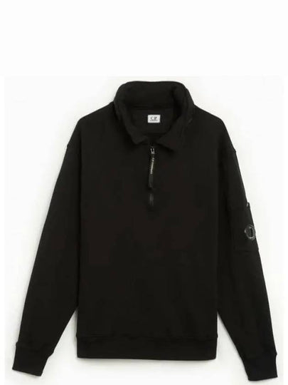 Cotton Fleece Zipped Sweatshirt Black - CP COMPANY - BALAAN 2