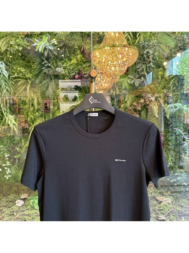 Embroidered Logo Short Sleeve T-Shirt Black - KITON - BALAAN 3