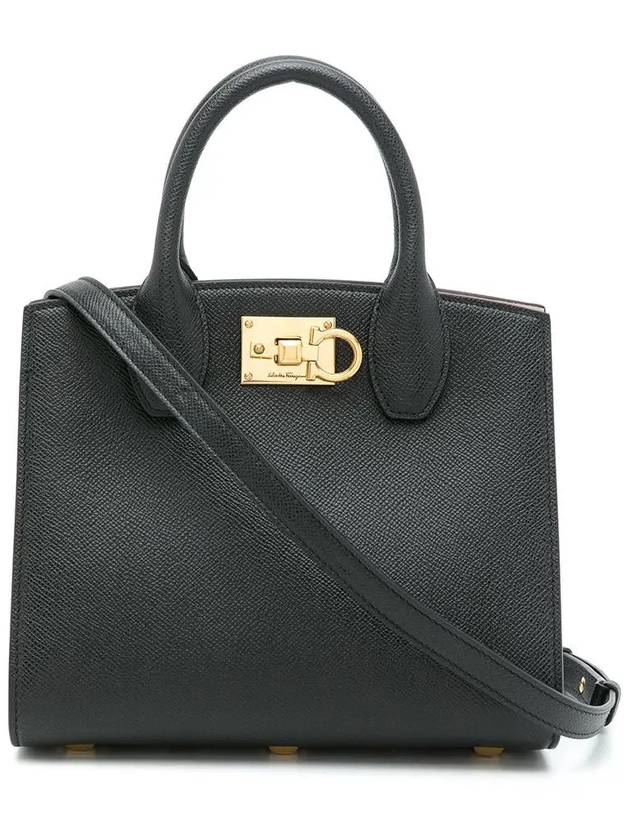 Gancini Studio Box Tote Bag Black Bonbon - SALVATORE FERRAGAMO - BALAAN 3