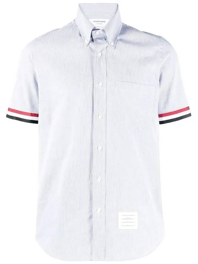 Men's Pincode Armband Short Sleeve Shirt Navy - THOM BROWNE - BALAAN 3