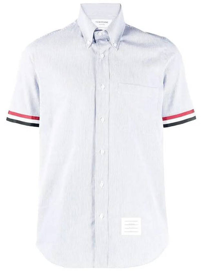 Men's Pincode Armband Short Sleeve Shirt Navy - THOM BROWNE - BALAAN 2