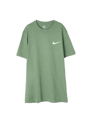 Men's NSW Club Swoosh Print Sport Short Sleeve T-Shirt Green - NIKE - BALAAN 1