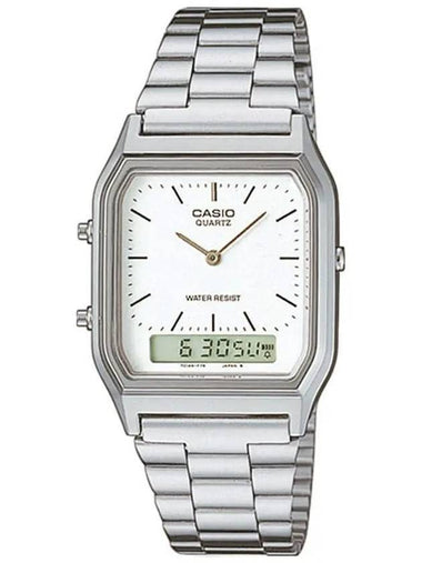 Square Dual Time Metal Watch Silver - CASIO - BALAAN 1