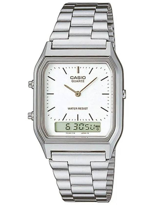 Square Dual Time Metal Watch Silver - CASIO - BALAAN 1