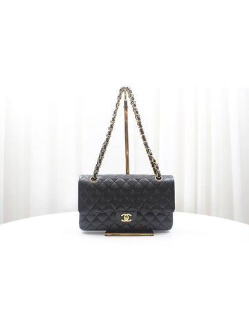 Caviar Classic Medium Black Gold Chain Shoulder Bag A01112 - CHANEL - BALAAN 1